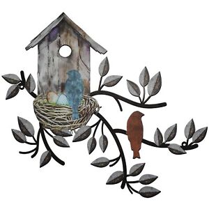 birds wall decor metal tree with birdhouse wall art hanging outdoor wall brown