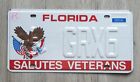 Florida Salutes Veterans License Plate ERROR Tag wheelchair embossed on eagle