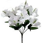 White Hibiscus Bush Tropical Artificial Silk Flowers Fake Faux Bouquet