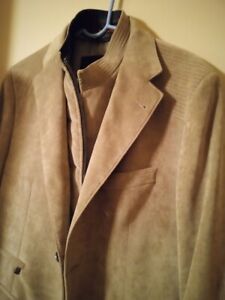 CORNELIANI ID Mens Sport Coat 2 button with insert Tan Suede-Look from Italy 54R