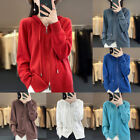 Women Sweater Cardigan Hoodie Coat Cashmere Zipper Casual Solid Color Simple =
