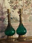 PAIR WESTWOOD TONY PAUL ATOMIC MODERN BRASS GLASS TABLE LAMPS 1950s
