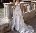 Luxury Mermaid Wedding Dresses Sleeveless Appliques Detachable Train Bridal Gown
