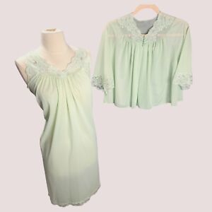 1960s Vtg Lingerie Set Babydoll & Nightgown Caplet Robe Peignoir Nylon Negligee