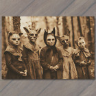New ListingPOSTCARD Weird Creepy Vintage Look Vibe Kids Masks Halloween Cult Unusual Family