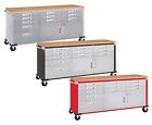 11 Drawer Tool Storage Chest Cabinet Stainless Steel Wood Top 6' Wide Workbench