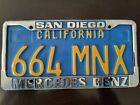 Rare License Plate Topper And Plate Mercedes Benz San Diego California Nice!