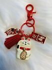 Japan lucky cat bag charm key chain key fob for more money Fortune Red New