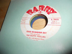 New Listingthe happy feeling  Vinyl 45     BARRY    good neighbour day/see what I mean?