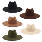 Large Wide Brim Felt Fedora Panama Cowboy Girl Hat Casual Jazz Cap for Men Women