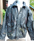 Leather & Soul Mens Black Leather Jacket Lined Patchwork Motorcycle Large Lined