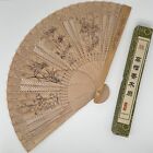 Vintage Japenese Wooden Folding Fan ~ Hand Carved Bamboo & Floral Filigree