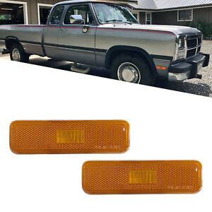 For 1972-1993 Dodge Ram Truck Amber Lens Front Side Marker Reflector Light Lamp