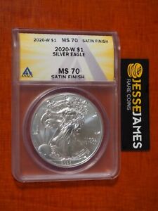 2020 W BURNISHED SILVER EAGLE ANACS MS70 YELLOW LABEL