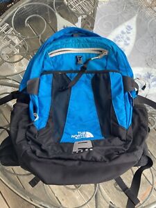 The North Face Recon Backpack Black Bright Blue Laptop Divider Hiking Strap