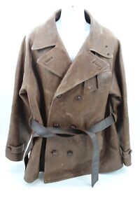 VTG Polo Ralph Lauren Brown Leather Belted Trench Coat - 2XL