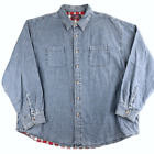 VTG WRANGLER Shirt Jacket Mens 2XL Plaid Flannel Lined Button Up Denim Shacket
