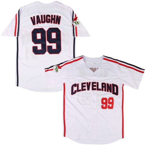 Men's Ricky Vaughn #99 Baseball Jerseys Stitched Button Shirts Grey White Navy