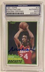 1981-82 Topps MOSES MALONE Signed Basketball Card #14 PSA/DNA Houston Rockets