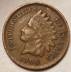 1908 Indian Head Cent Penny FULL LIBERTY VF / XF FREE SHIPPING