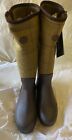 US Women Size 8 Le Chameau BTE Zena Tweed Knee High Lined Rubber Boots New