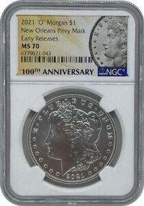 2021 O Morgan Silver Dollar New Orleans Mint NGC MS70 First Releases SKU 2