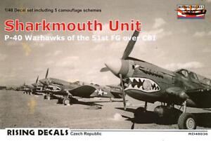 Rising Decals 1/48 SHARKMOUTH UNIT P-40 Warhawks of the 51st FG Over CBI