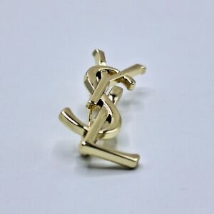 Vintage Gold Yves Saint Laurent YSL Brooch, Employee Lapel Pin Small