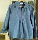 Coldwater Creek Large XL Denim Blue Jean Popover Top Shirt Blouse Babydoll
