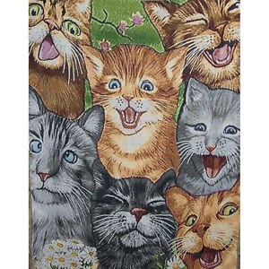 Crazy Cats Tapestry Throw Blanket with Fringed Edge, 42 x 54 inch