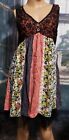 Urban Mango Floral Strip Dress Sz M Boho Hippie Stripe Sleeveless Lace