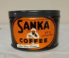 Vintage Sanka 1 lb Coffee Can 97% Caffein Free, Let's You Sleep, No Lid