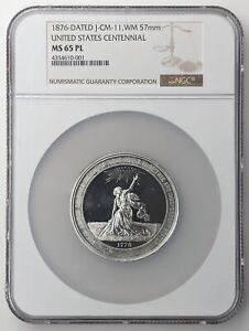 MS65 PL PROOFLIKE 1876 Centennial Exposition Medal White Metal WOW Julian CM-11