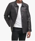LEVI’S MEN’S SHERPA TRUCKER LINED FAUX LEATHER JACKET BROWN COLOR SIZE MEDIUM