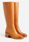 New JCREW Size 7 Knee-high Stacked-Heel Boots in Leather Burnished Sand