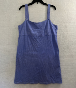 Vtg Fresh Produce Dress Woman Large Solid Purple Blue Sleeveless Round Neck Flaw