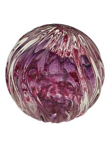 New ListingCaithness Ribbed Paperweight Side-Sliced Purple Amethyst & Bubble Swirl Marked