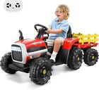 Electric Kids Tractor Car with Trailer 12V Battery Powered Ride on Toys 3 Speeds