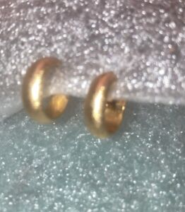 Vintage classic TINY Monet mini Gold tone Textured pierced hoop earrings