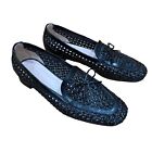 J. Crew Woven Loafer Shoes With Bow Womens Size 7 Black Synthetic Leather EUC