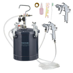 VEVOR Spray Paint Pressure Pot Tank 10L/2.5gal 1.5mm+4.0mm Nozzles Dual SprayGun