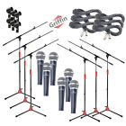 Microphone Boom Stand 6-PACK | Cardioid Dynamic Mic Studio Stage Mount XLR Cable