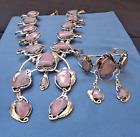 GIANT ROSE QUARTZ COMBO Squash Blossom Necklace /w Bracelet and Earrings
