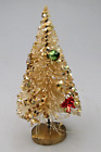 Vintage Doll House Snowy Gold Bottle Brush Mini Christmas Tree Ornaments Japan