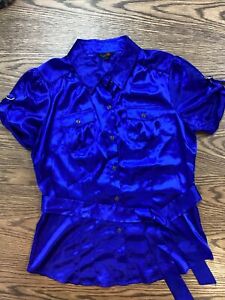 G By Guess shirt women large Blue Button Up Blouse