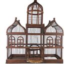 Antique Vtg French Victorian Wood & Wire Bird Cage 3 Dome Architectural 27 x 26