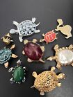 Vintage  Lot Of Turtle Pins And Brooch’s. Some Signed, MOP, Copper, Jelly Belly
