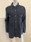 ENTRO Black Denim Snaps Babydoll Oversized Relaxed Shirt Blouse Top Womens S NWT