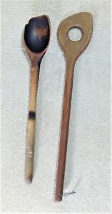 New ListingLot of 2 Primitive Wooden Spoon & Stirrer Kitchen Utensils