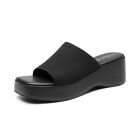 Women Wedges Sandals Platform Soft Walking Comfortable Wedge Sandals-Black